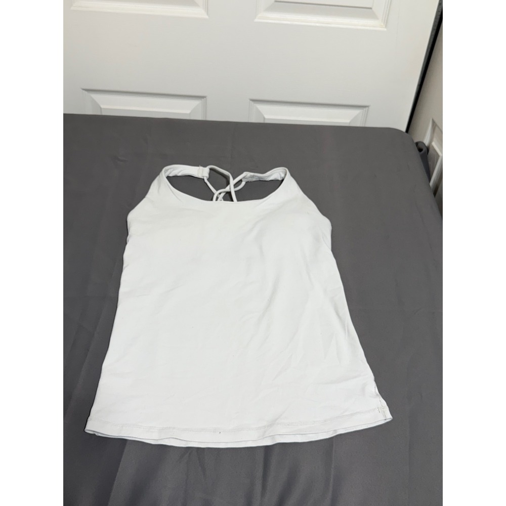 Prana White Strappy Racerback Tank Top with Built-in Shelf Bra Size Medium